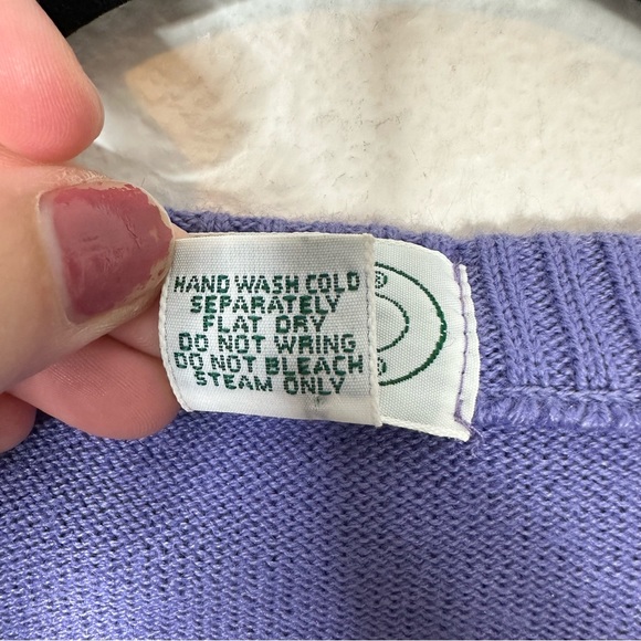 Vintage Izod Lacoste sweater vest v neck cable knit academia 90s lavender preppy - Picture 5 of 6